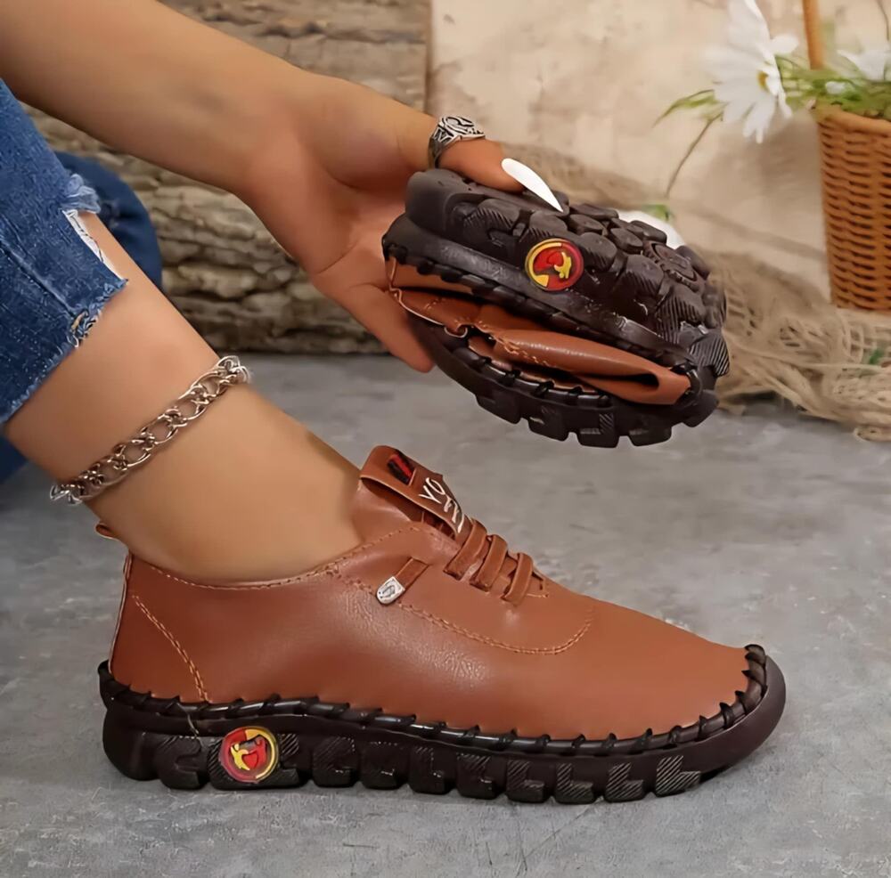 New! Brown Flexible Sole Lace Up Walking Shoes Womens EU 38 Comfort Casual Flats
